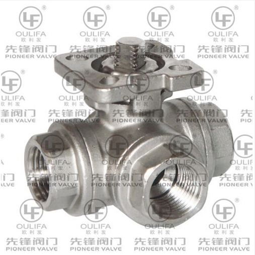 Простой в эксплуатации трехходовой шаровой клапан с высокой платформой и резьбой